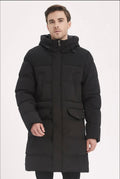 Doudoune Longue Homme à Capuche – Chaude & Élégante | Noir & Beige