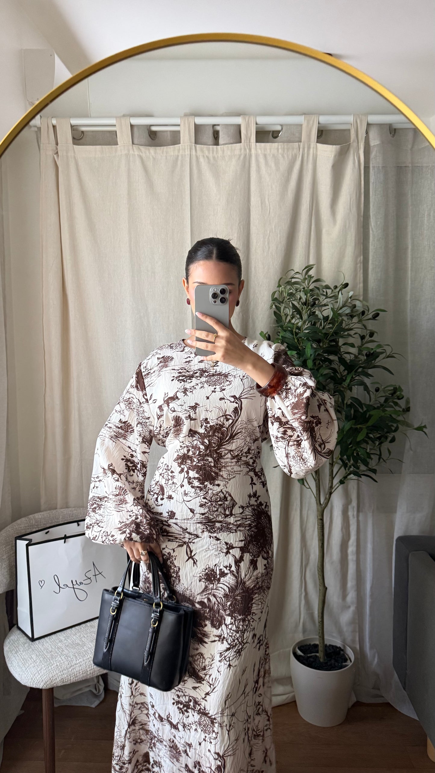 Robe longue Najwa vintage  / Beige-marron