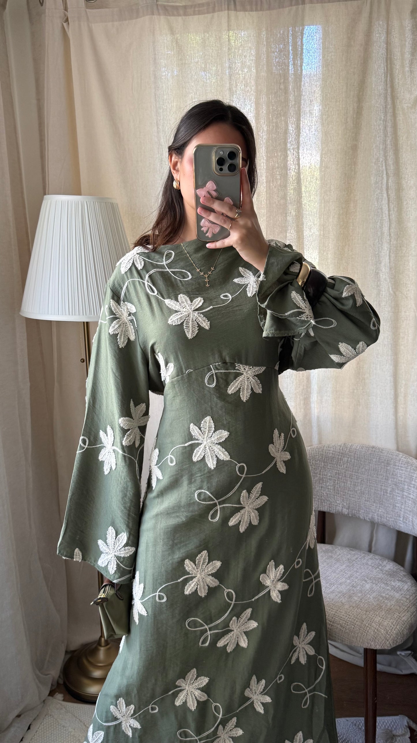 Robe Flora brodée / kaki