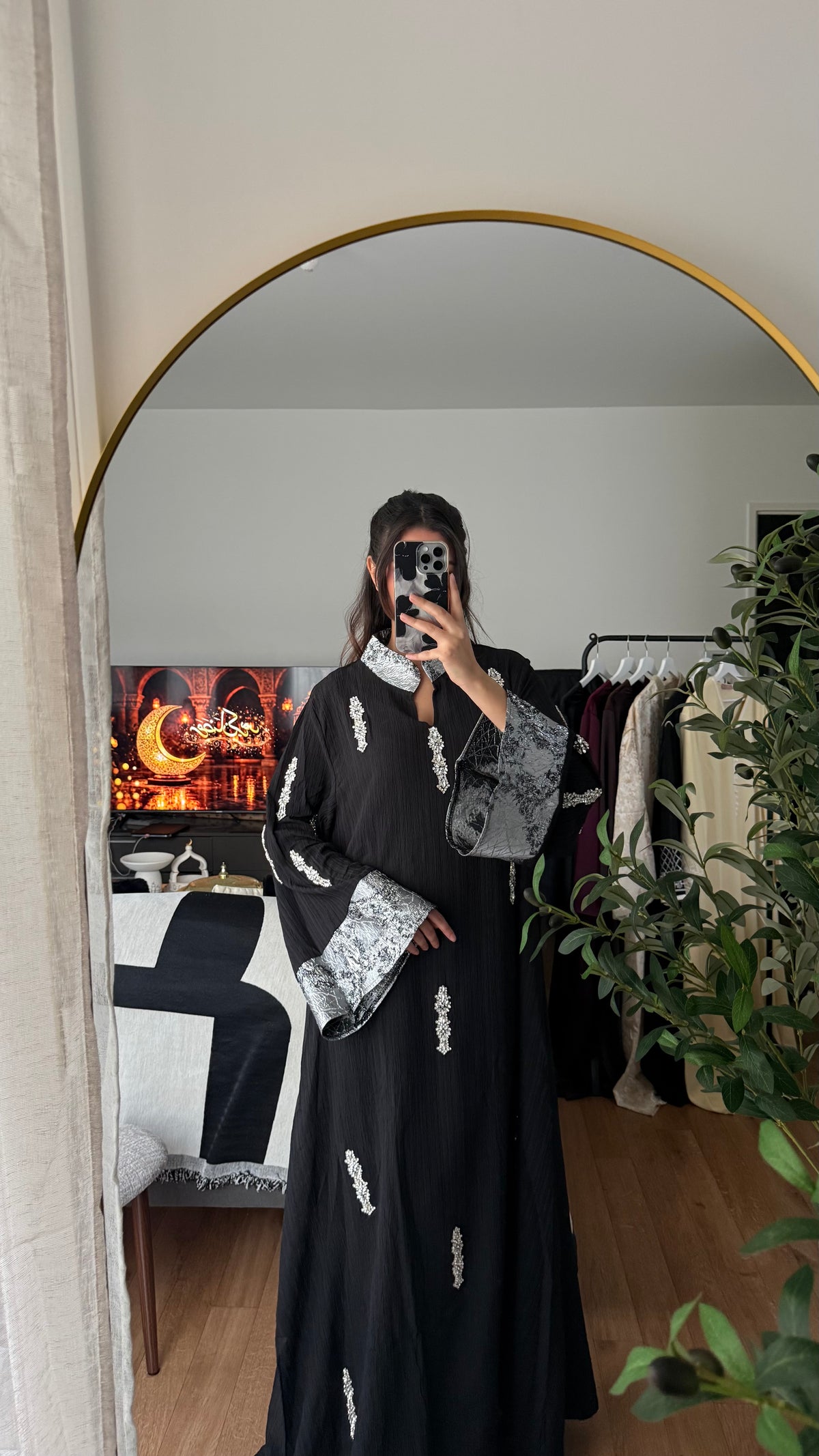 Abaya premium cristaux empiècement brocard luxueuse majestueuse Azayel