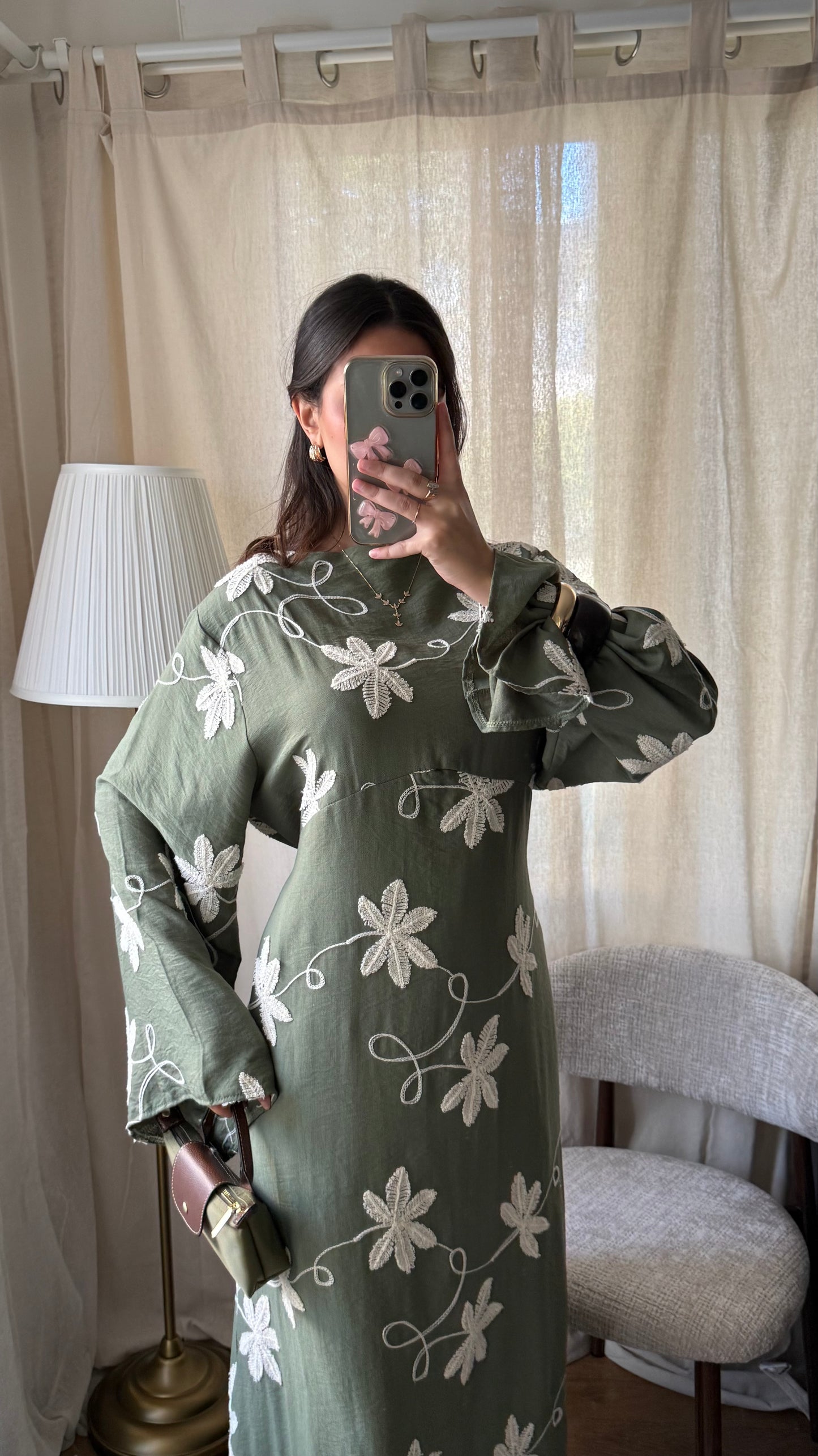 Robe Flora brodée / kaki