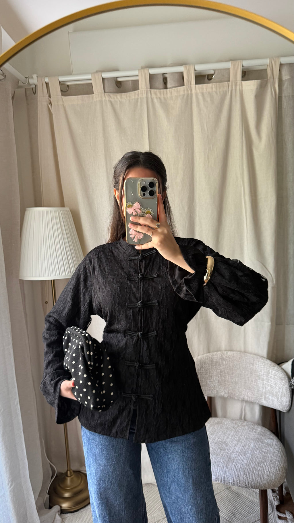 Blouse style mandarin | Noir