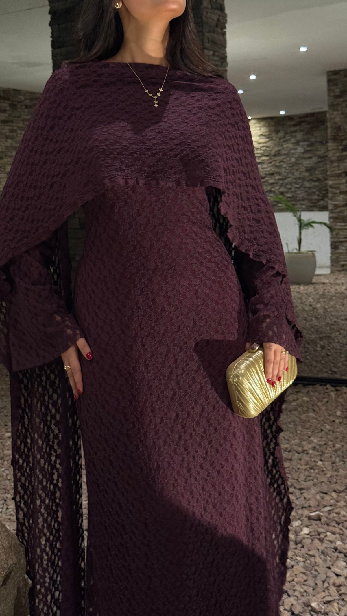Robe Dentella avec cape / Prune