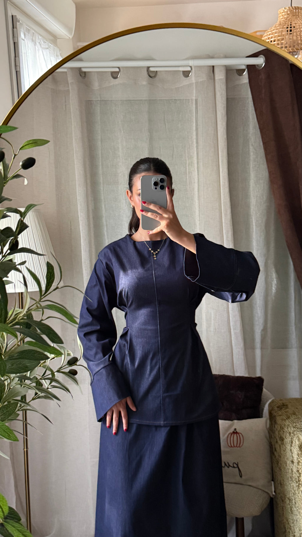 Ensemble en Jean Haut Long & Jupe Longue – Bleu Brut