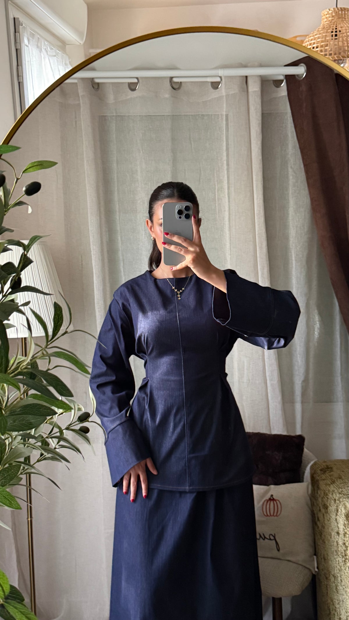 Ensemble en Jean Haut Long & Jupe Longue – Bleu Brut