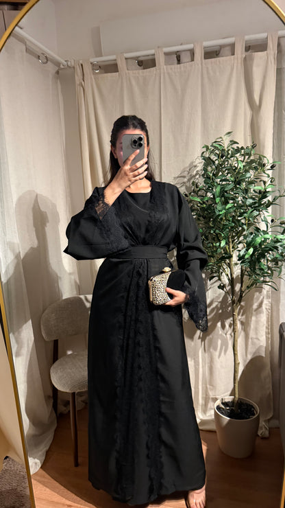 Ensemble Abaya Mesrara en marron foncé