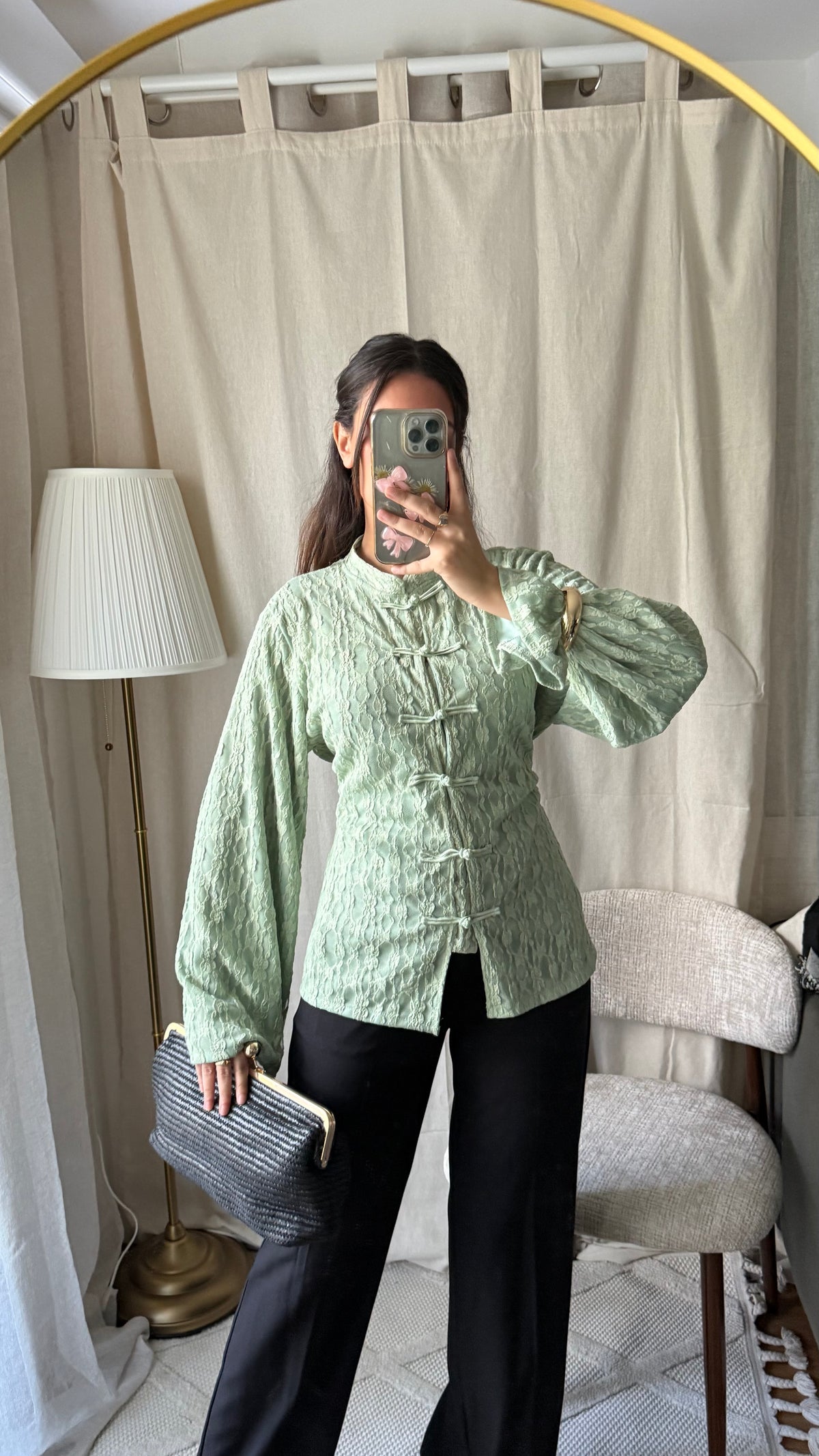 Blouse style mandarin | vert d’eau
