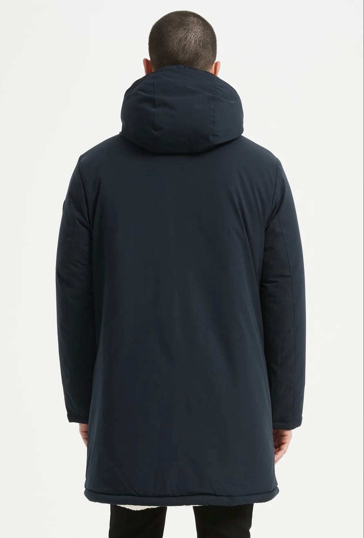 Parka Longue Homme Déperlante & Fourrée – Chaude | Noir & Bleu Foncé