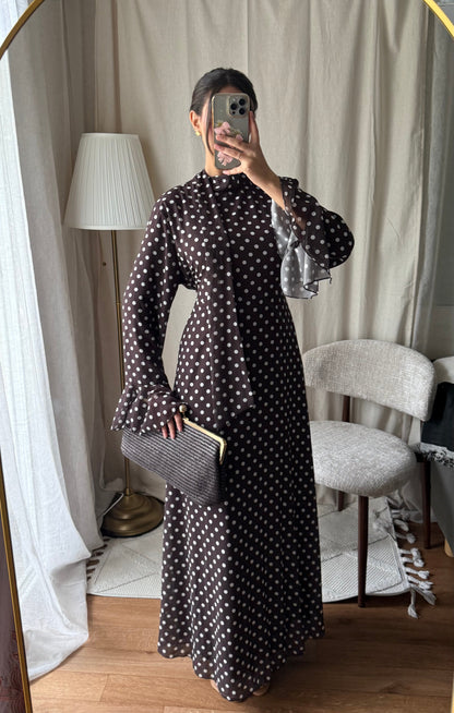 Robe à pois | MARRON
