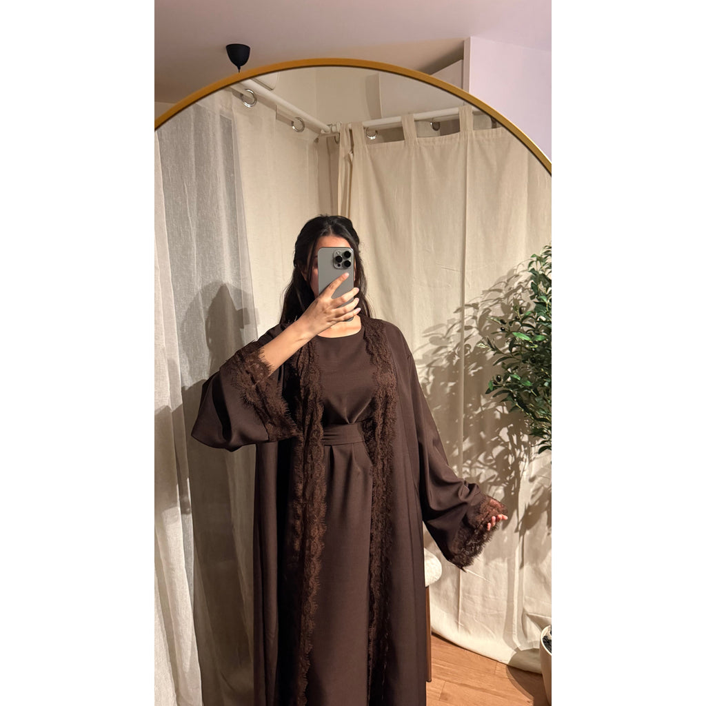Ensemble Abaya Mesrara en marron