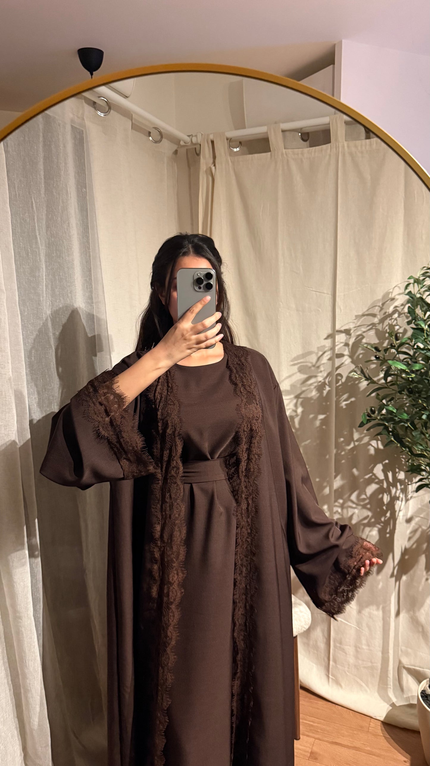 Ensemble Abaya Mesrara en marron