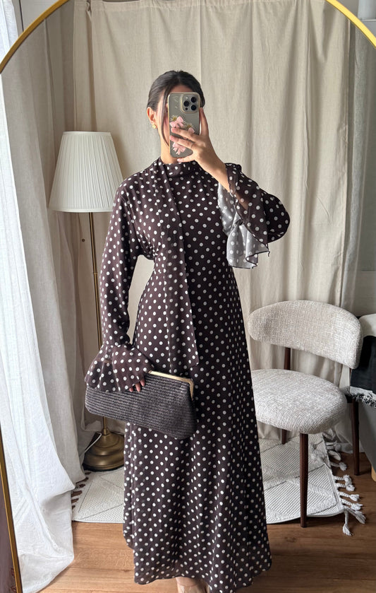 Robe à pois | MARRON