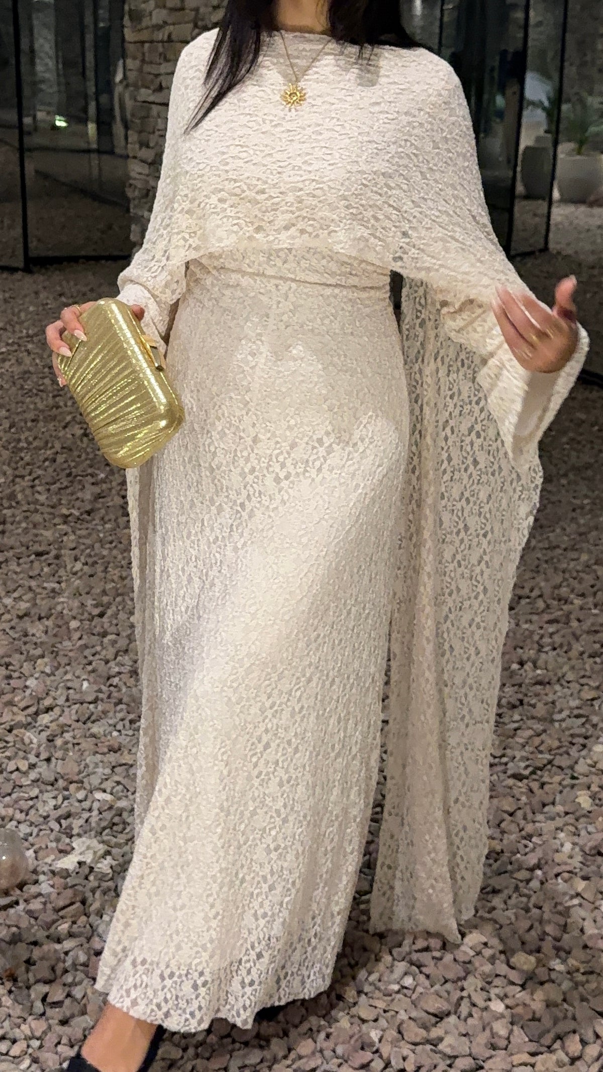 Robe Dentella avec cape / Écru