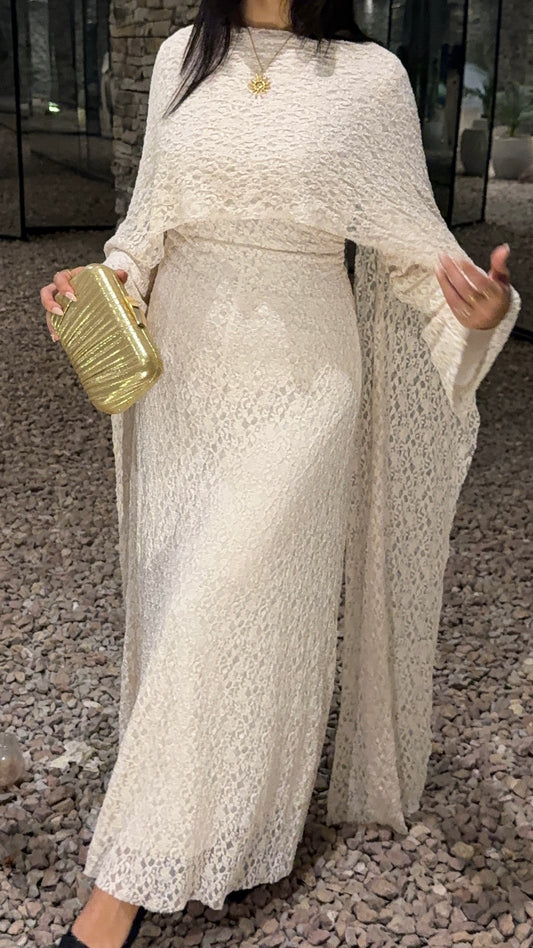 Robe Dentella avec cape / Écru