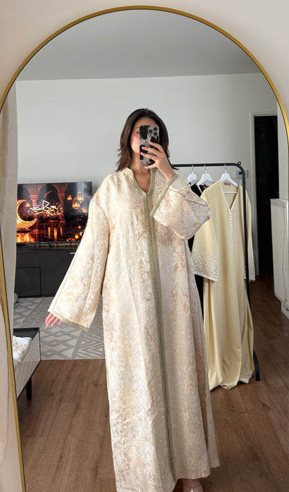 ROBE CAFTAN BROCARD BEIGE