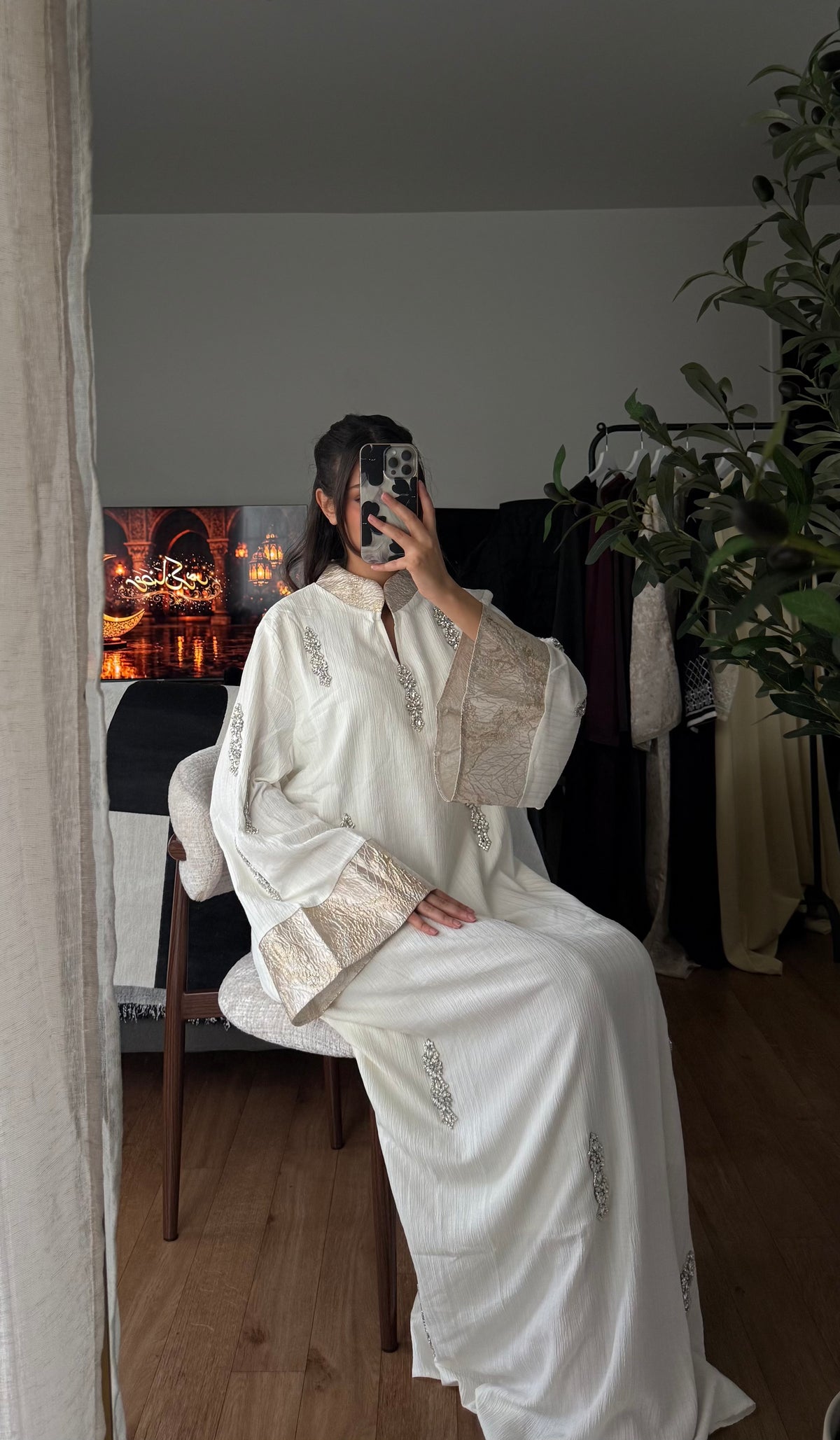 Abaya Premium Cristaux & Brocard – Luxueuse pour Mariage & Cérémonie