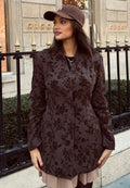 Veste Blazer Velours Fleuri – Marron Chocolat