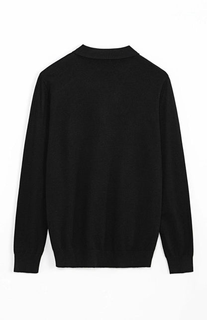 pull  à manches longues avec col zippé - Noir