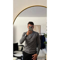 Pull col zippé gris homme manches longues chaud et stylé Azayel