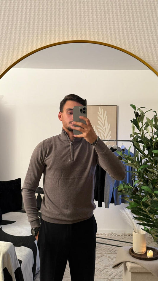 pull à manches longues avec col zippé