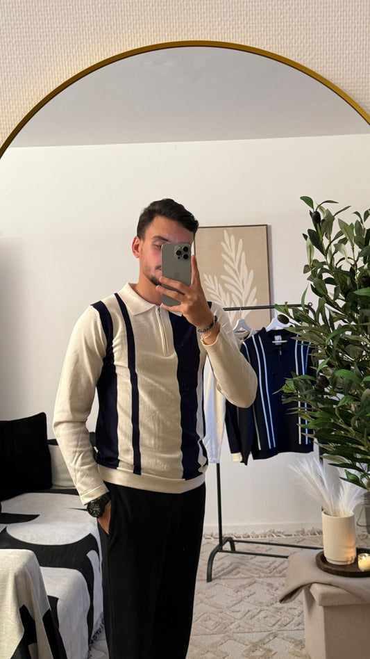 Polo Homme – Élégance Vintage à Rayures Verticales