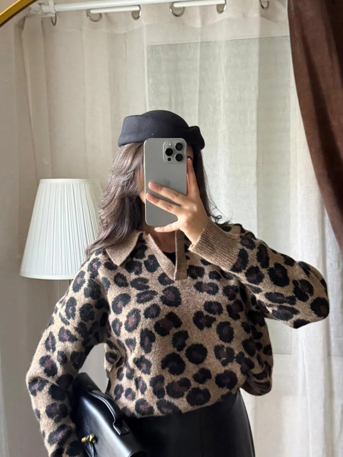 Pull imprimé léopard en maille douce