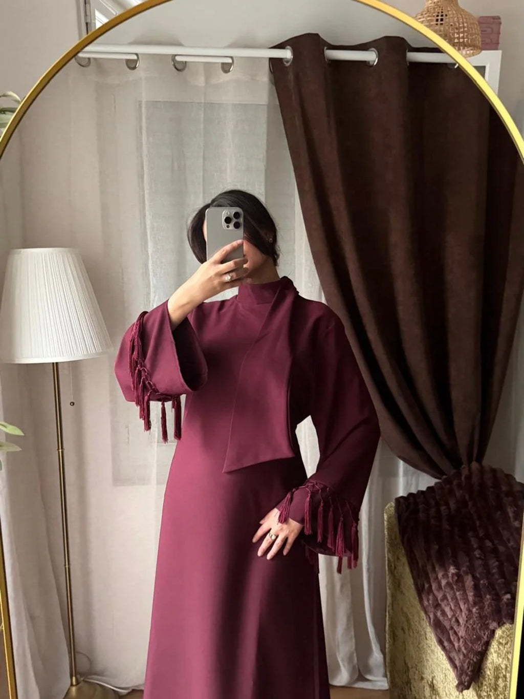 Robe longue bordeaux femme modest